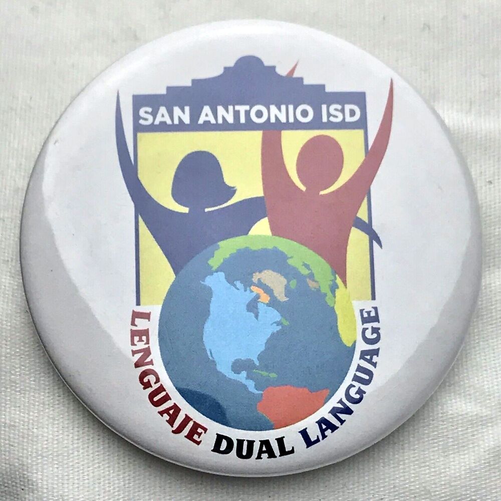 San Antonio ISD Lenguaje Dual Language Vintage Pin Button Pinback